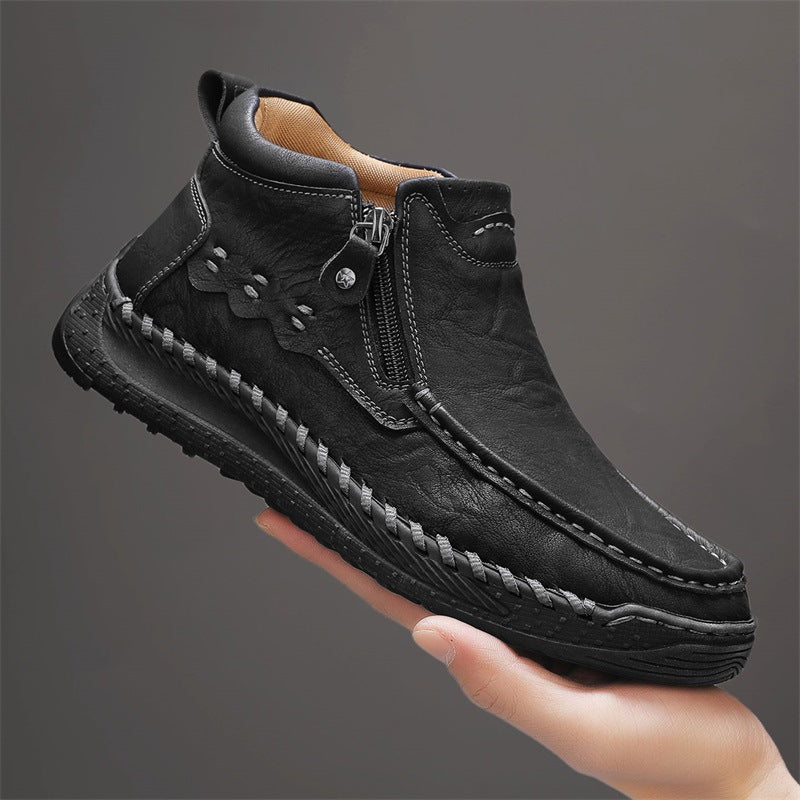 Men's Large-size Casual Hand-sewn Retro Work Boots