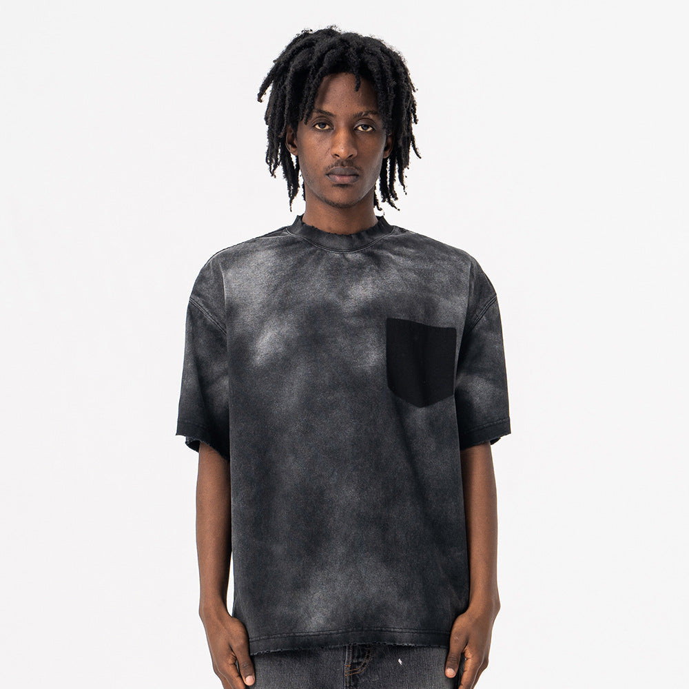 Men's American Fashion Brand Washed Cotton Short-sleeved T-shirt