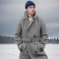 Woolen Plaid Double Breasted Cotton Padded Thickened Coat