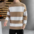 Half High Collar Pullover Striped T-Shirt