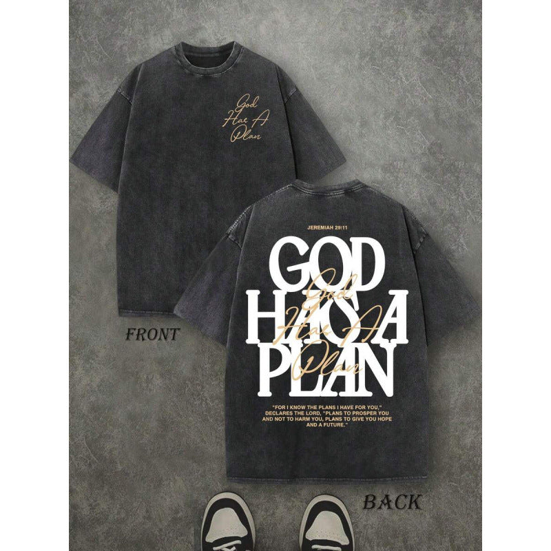 Vintage Washed Double-sided Printed T-shirt