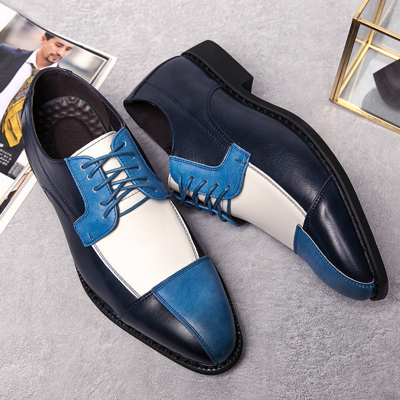 New Spring Men's Korean Style Trendy Leather Color Matching Business Men's Shoes