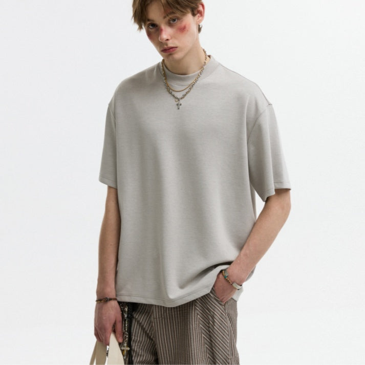 Cuff-turned Color-blocking Cool Short Sleeve Summer Air Layer Quick-dry