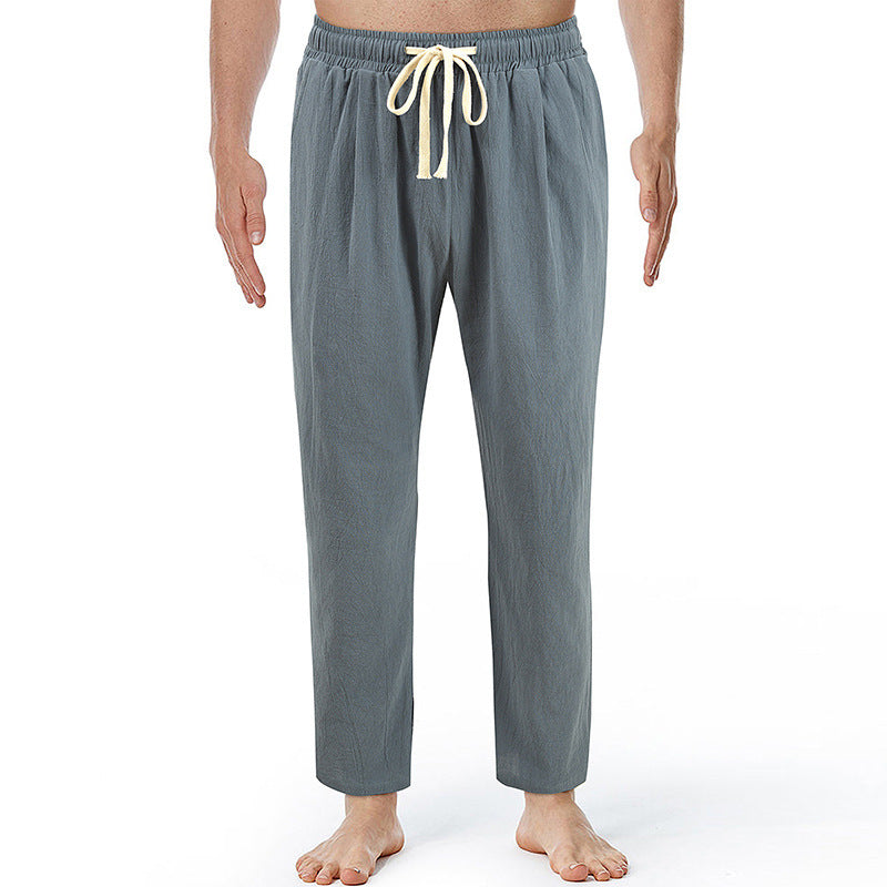 Loose-fit, Plus-size, Straight-leg Linen Pants, Korean-style Trendy Sporty-casual