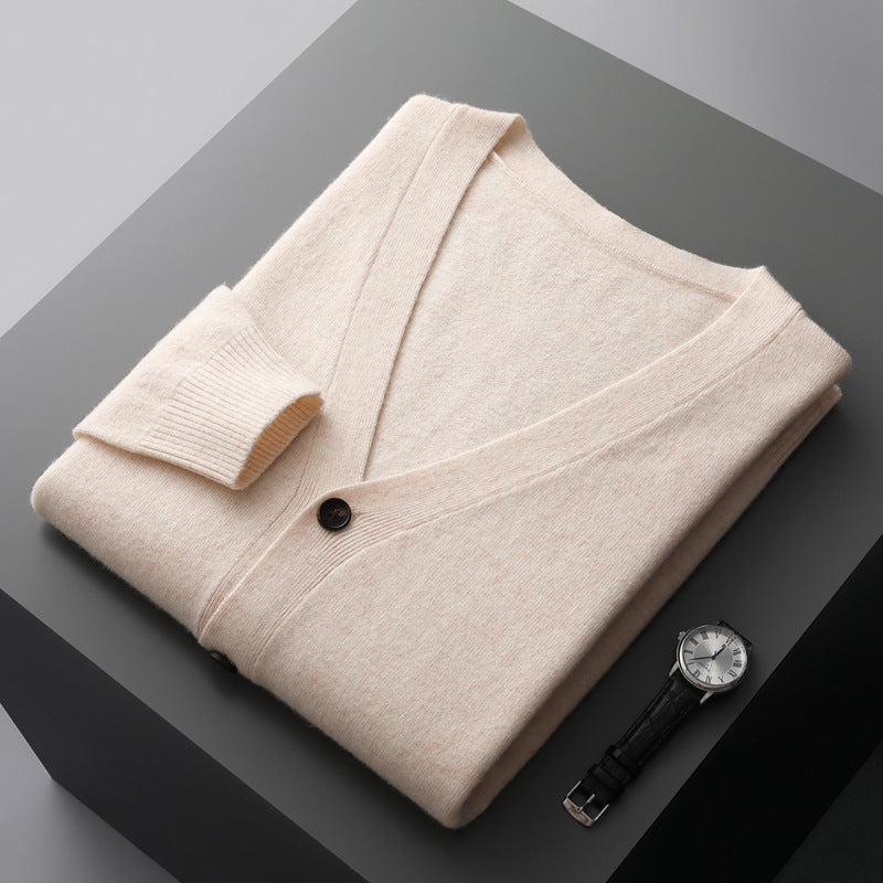 Early Autumn New Men's Pure Color Wool Cardigan Outer Wear