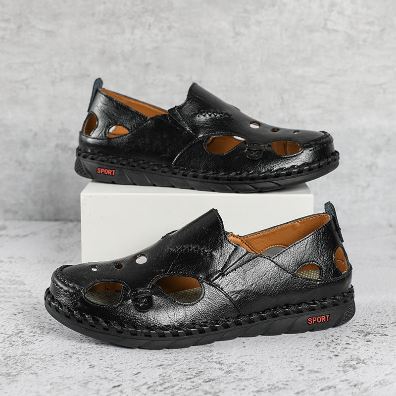 Cowhide hollow Baotou outdoor beach shoes