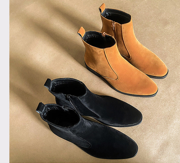 Suede Chelsea Men's British Trend Casual High Top Ankle Boots
