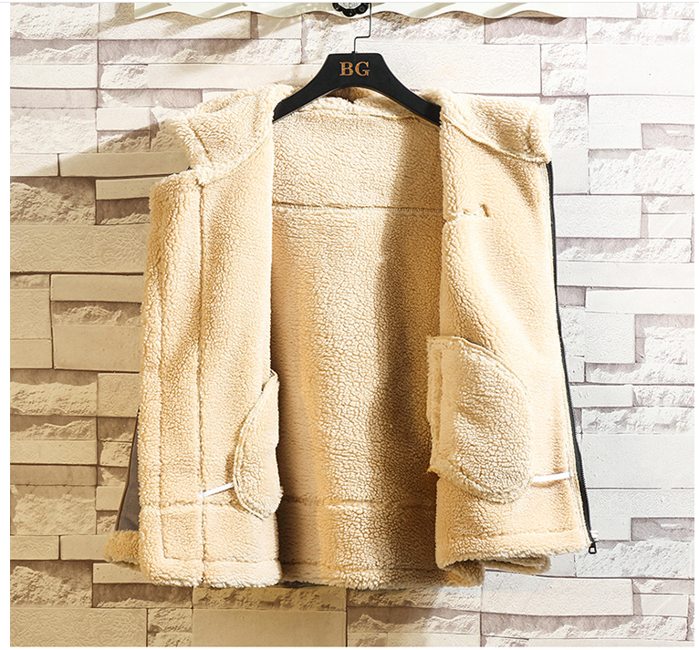 Lamb Wool Hooded Casual Men's Cotton Jacket