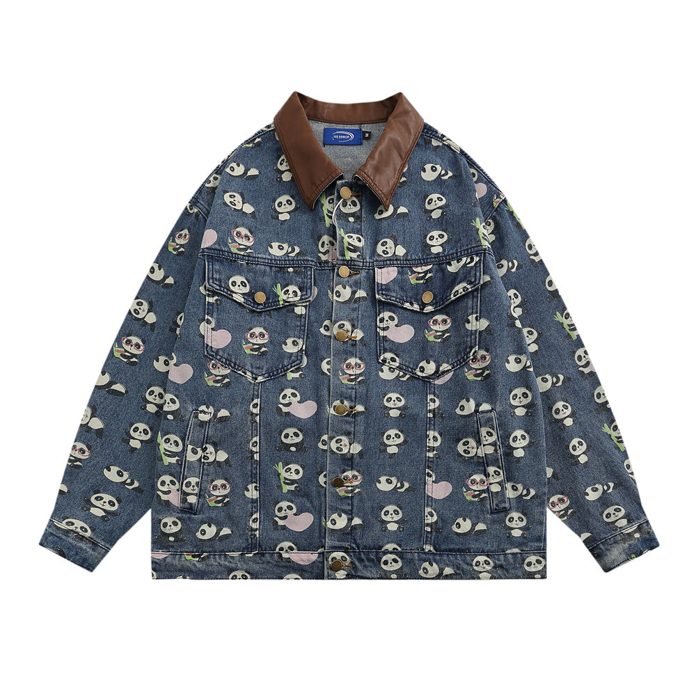 Cartoon Lesser Panda Printed Denim jacket
