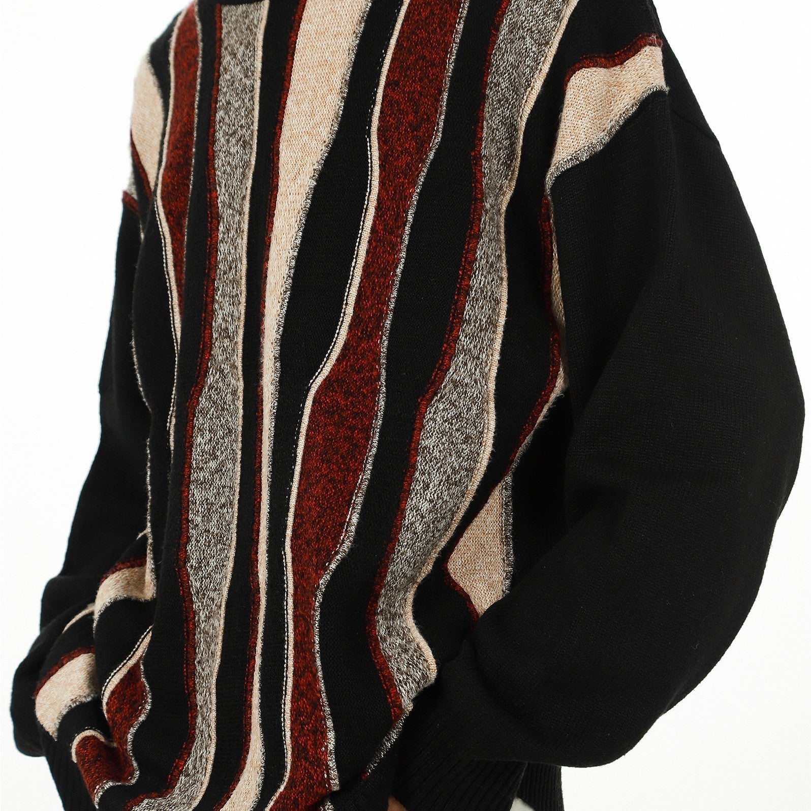 Men's And Women's Retro Personality Round Neck Knitted Striped Sweater