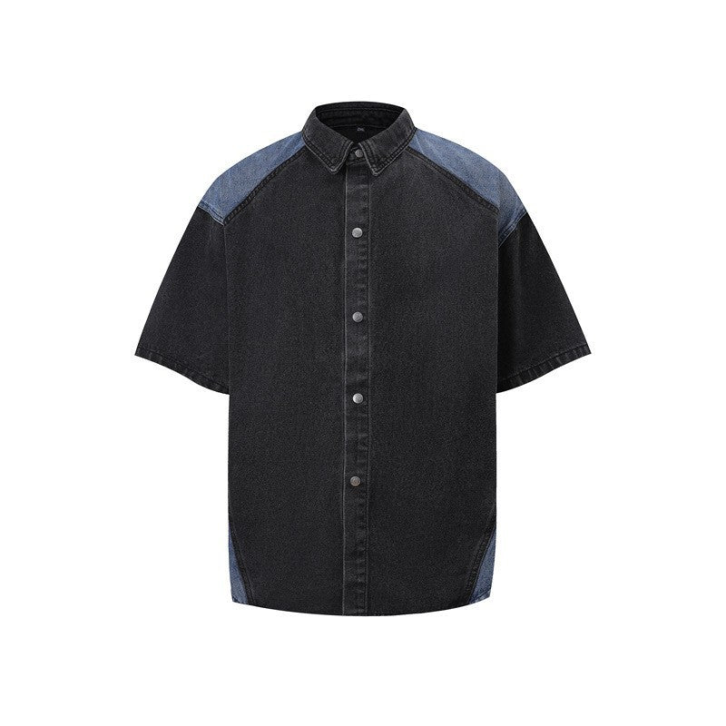 Retro Personalized Washed Short-sleeved Jeans Suit