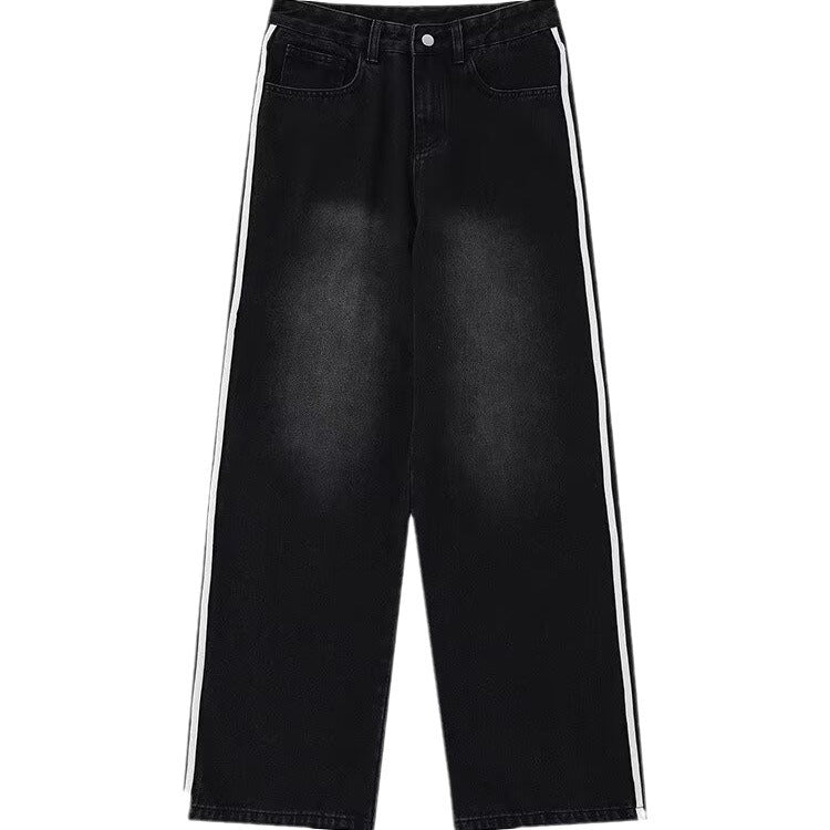 Men's Japanese Style Striped Jeans Loose Trousers