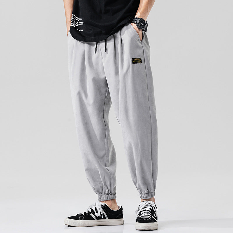 Japanese-style loose-fit cropped nine-point pants