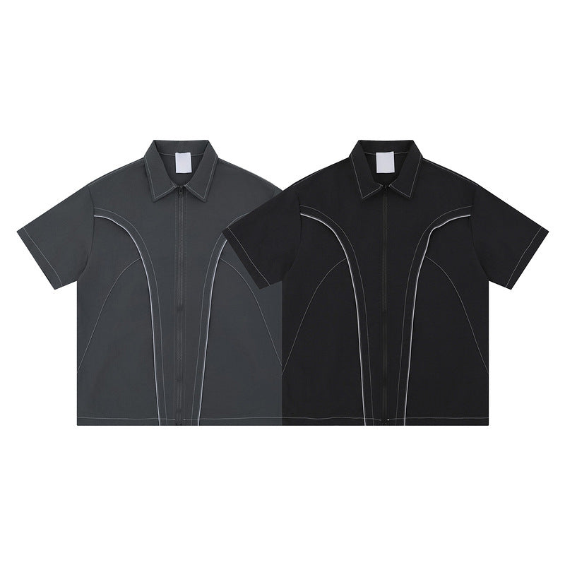 Two-color Deconstruction Design Stitching Short Sleeve