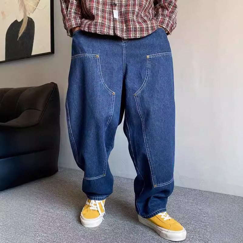 American Casual Pu Shuai Retro Workwear Jeans