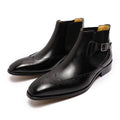 Men's Fashion High-Top Leather Boots With Carved Snakeskin Embossed