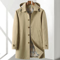 Men's Trench Coat Detachable Hat Light Luxury Business