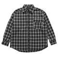 Letter Embroidery Men's Street Lapel Long Sleeve Autumn Loose Fine Plaid Shirt