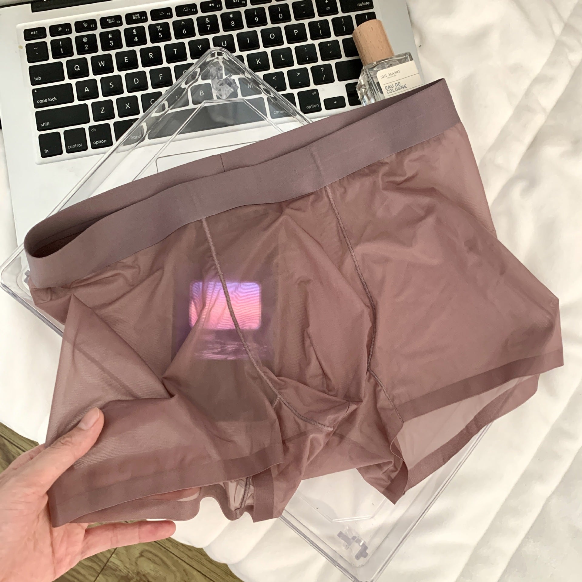 20D Ice Silk Nude Feel Seamless Ultra-thin Transparent Men's Underwear Boxers