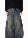 American Retro Distressed Deconstructed Washed Machete Jeans For Men And Women