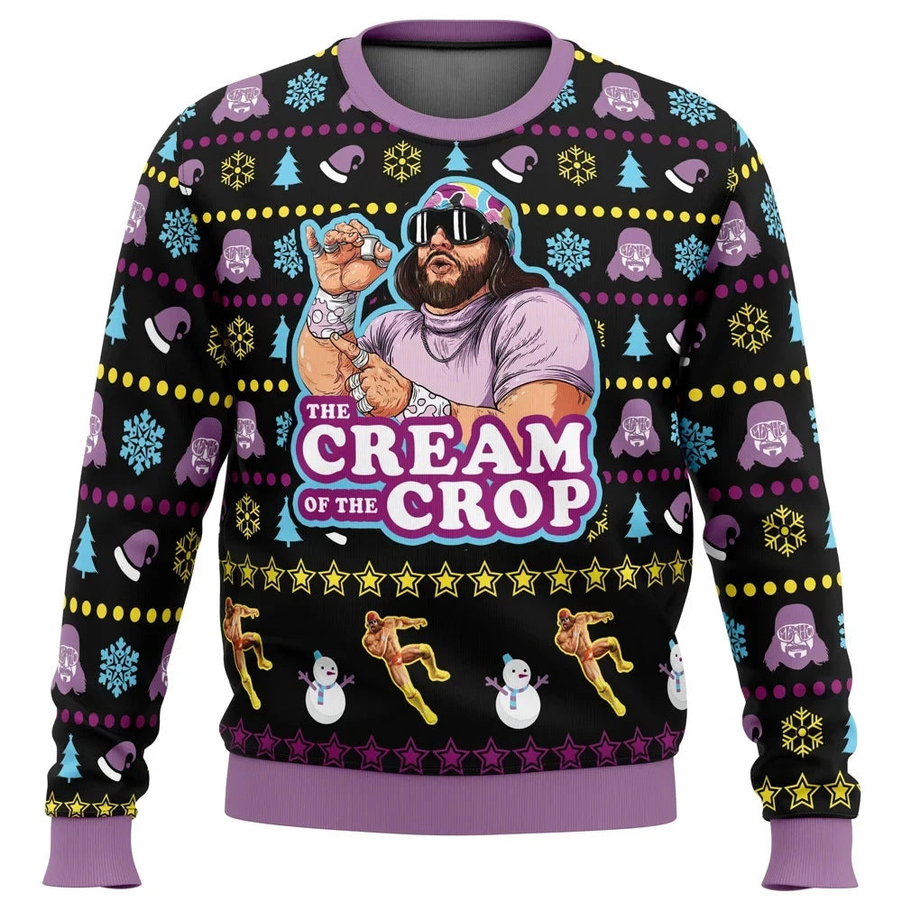 Men's Fashion Casual Retro Christmas Pattern Round Neck Sweater Top