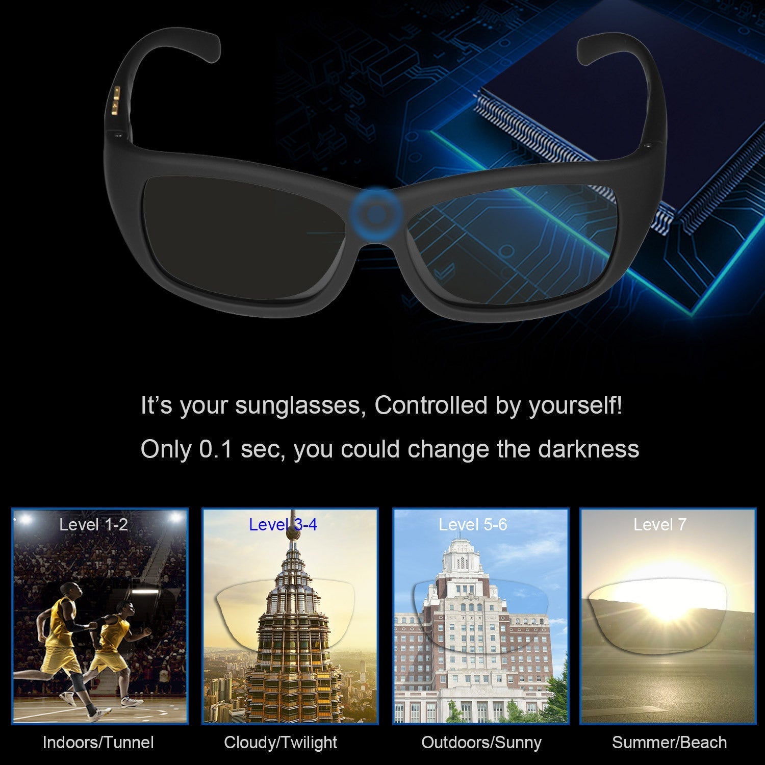 Color changing polarized sunglasses