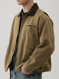 Men's Tooling Washed Jacket Spring And Autumn Color Turn-down Collar Coat