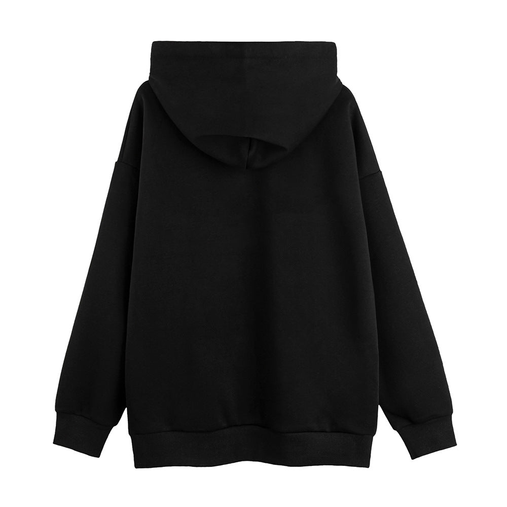 Depressed Abstract Printing Fleece Cardigan Sweater