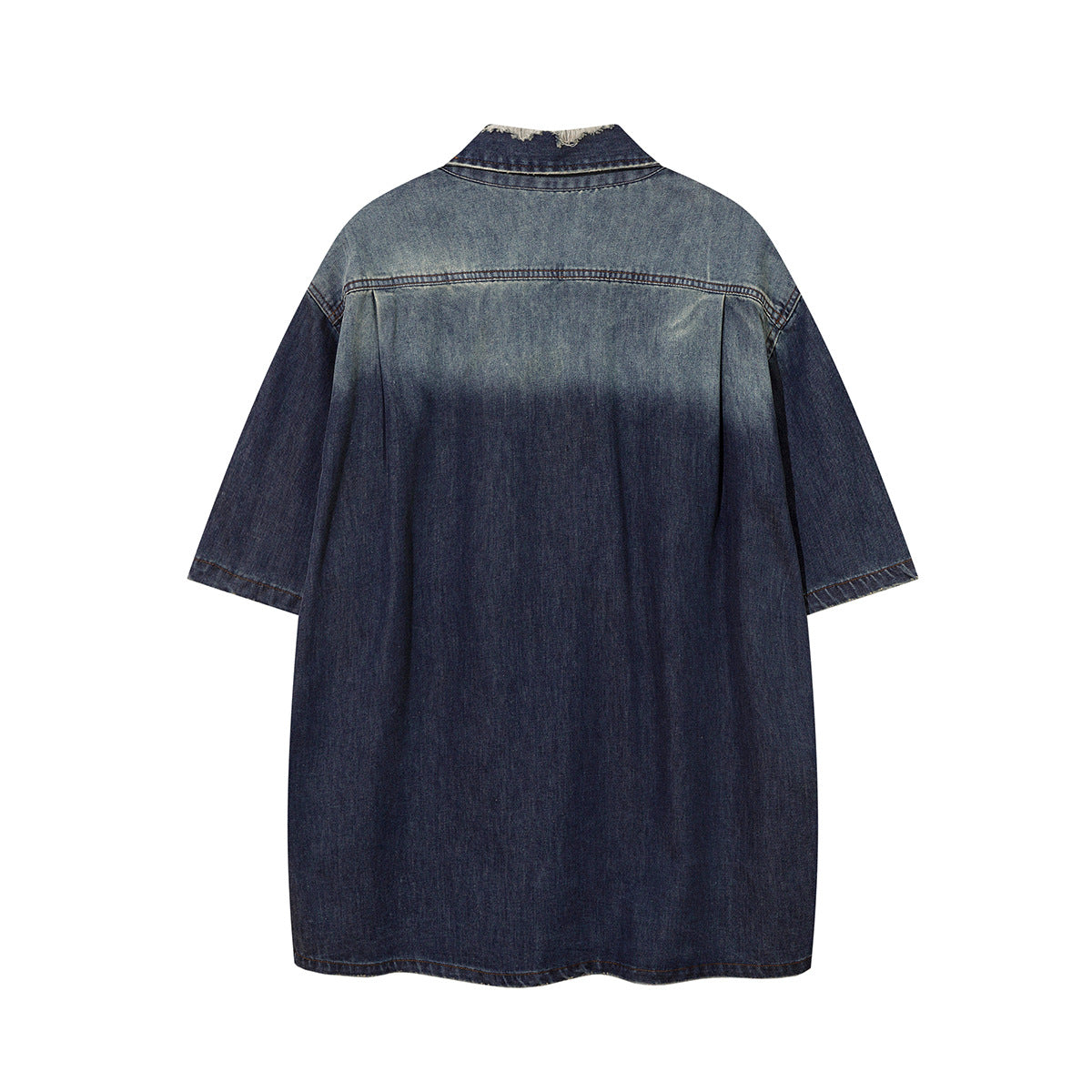 Retro Broken Zipper Short Sleeve Shirt