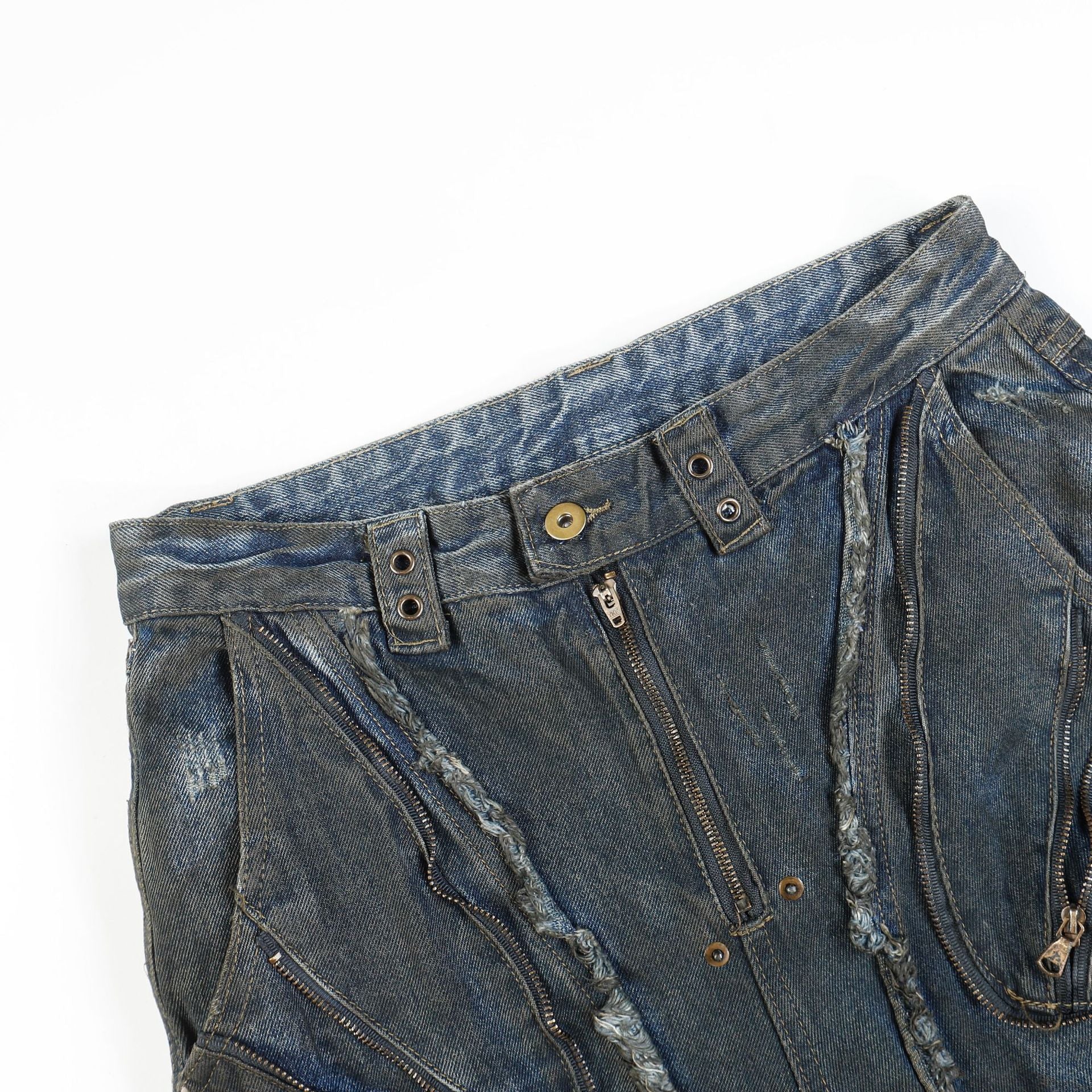 Men's American-style Street Fashion High Street Heavy Industry Heavy Shaped Denim Trousers