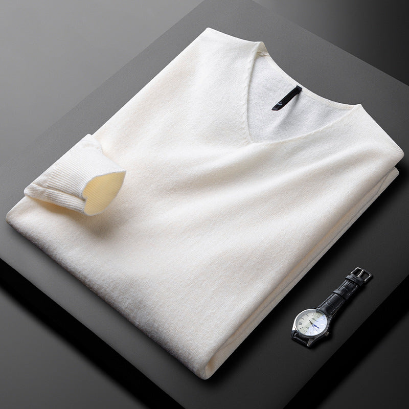 Fine Wool Thick Warm V-neck Sweater