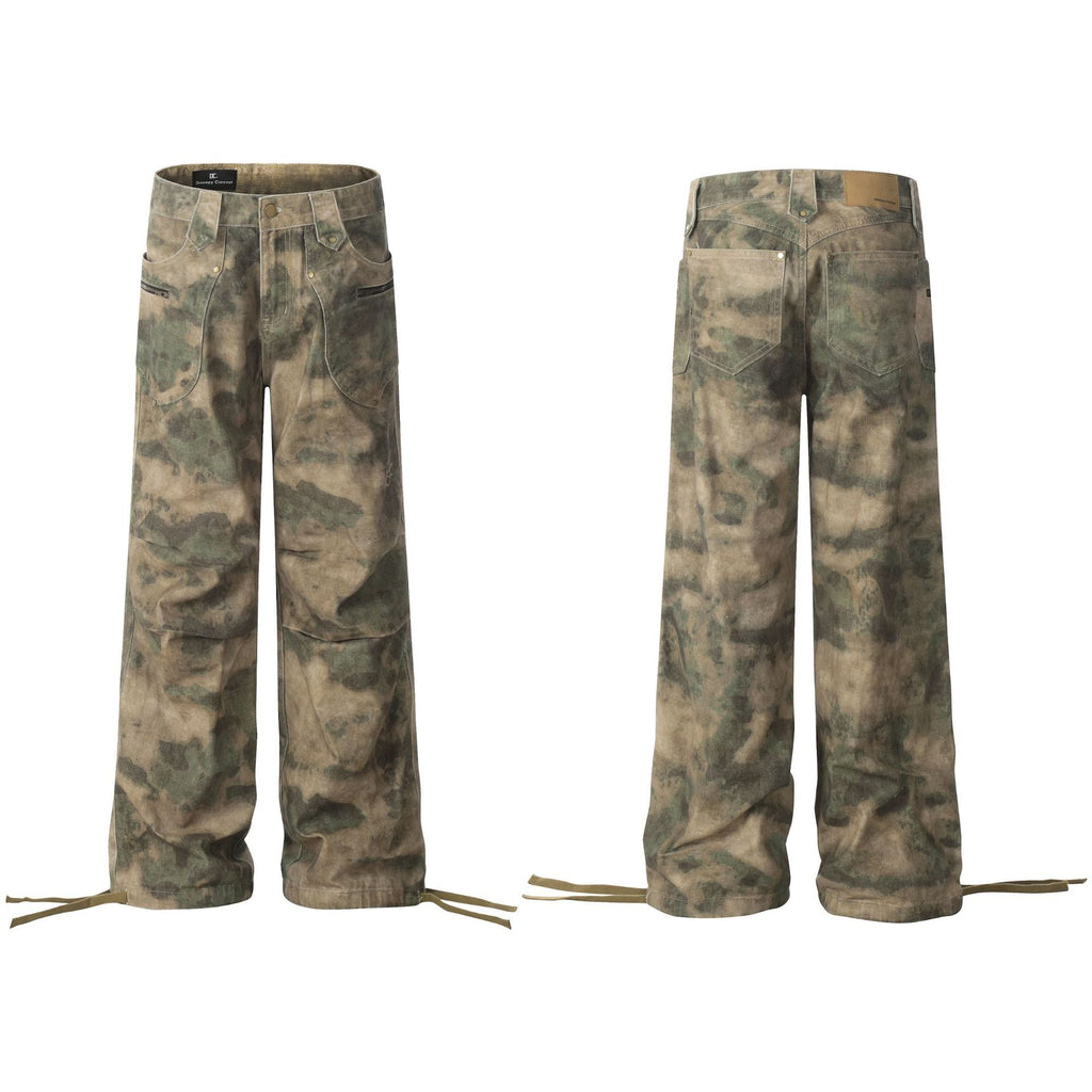 Retro Camouflage Loose Cross-leg Jeans