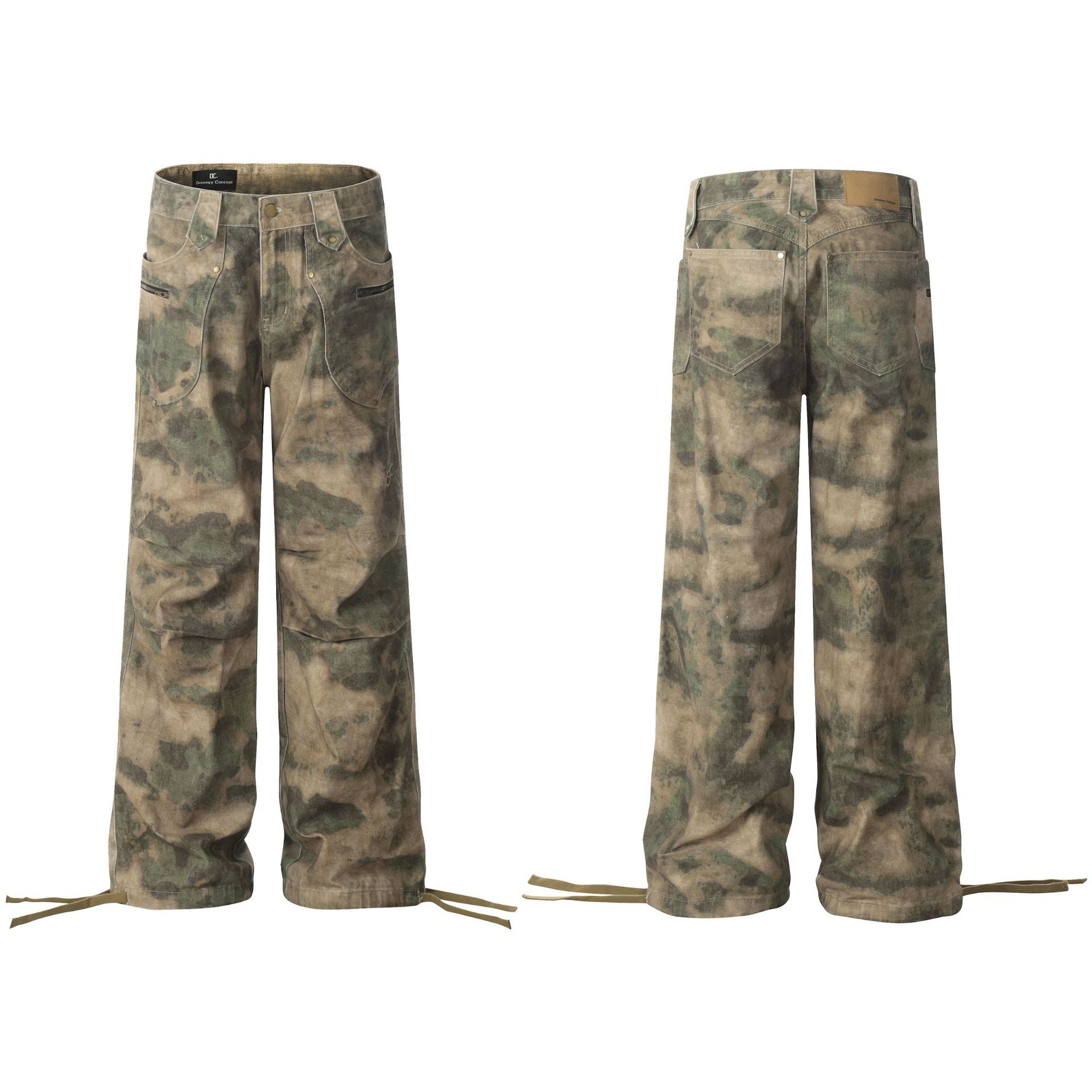 Retro Camouflage Loose Cross-leg Jeans