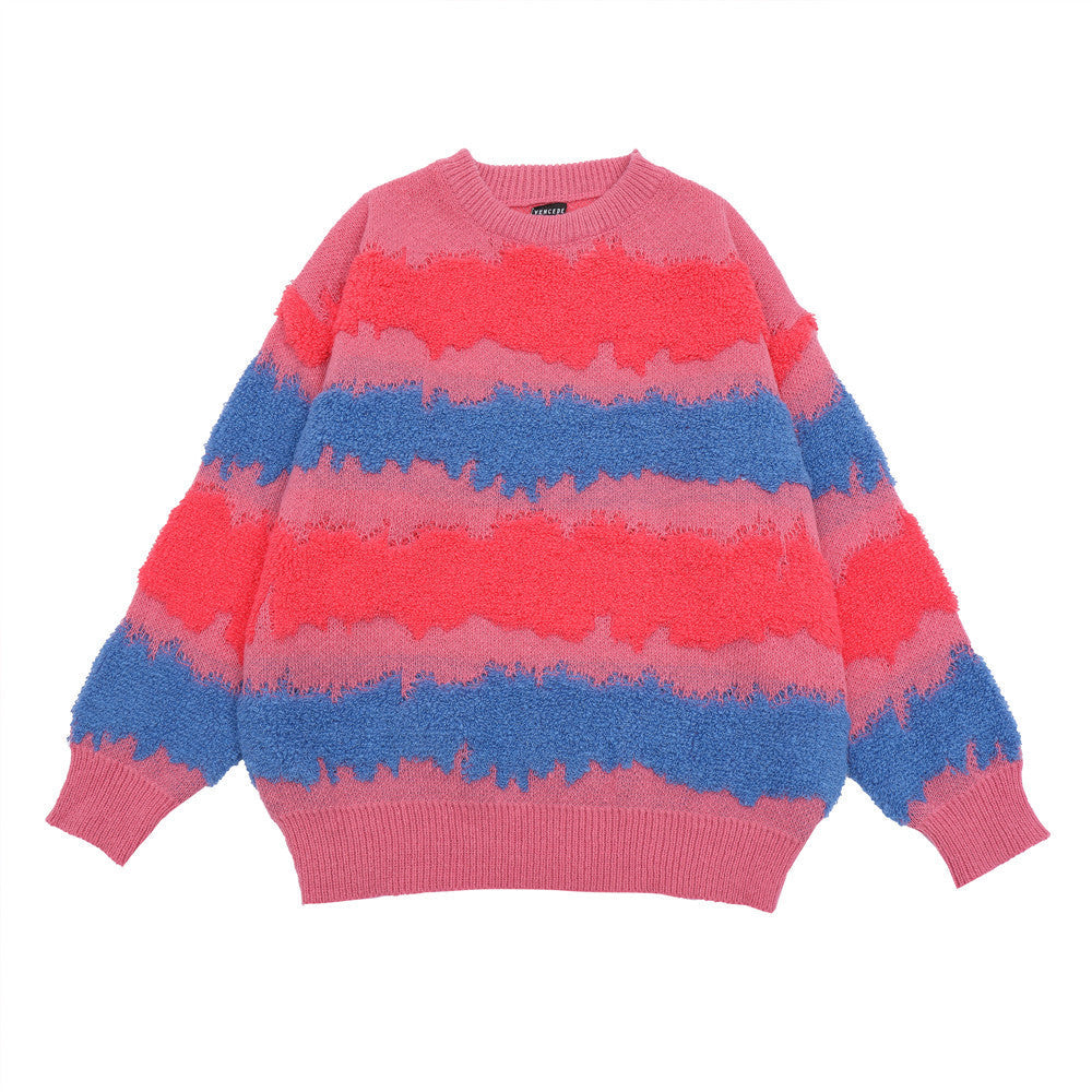 Striped Color-block Jacquard Sweater