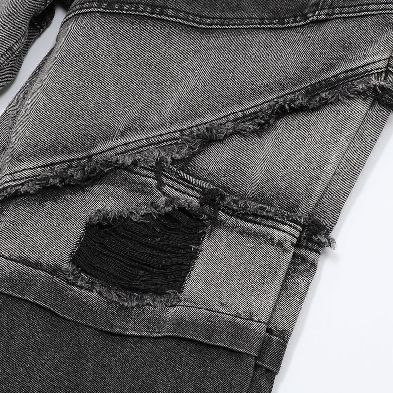 Men's New Clothes Real Shot American Street Fashion High Street Personality Denim Trousers