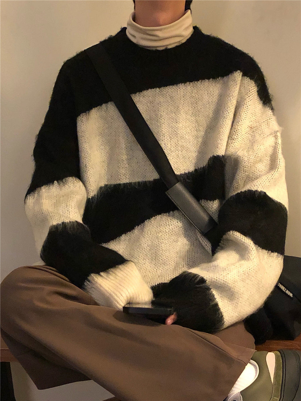 Autumn And Winter Loose American Retro Contrast Color Knitwear