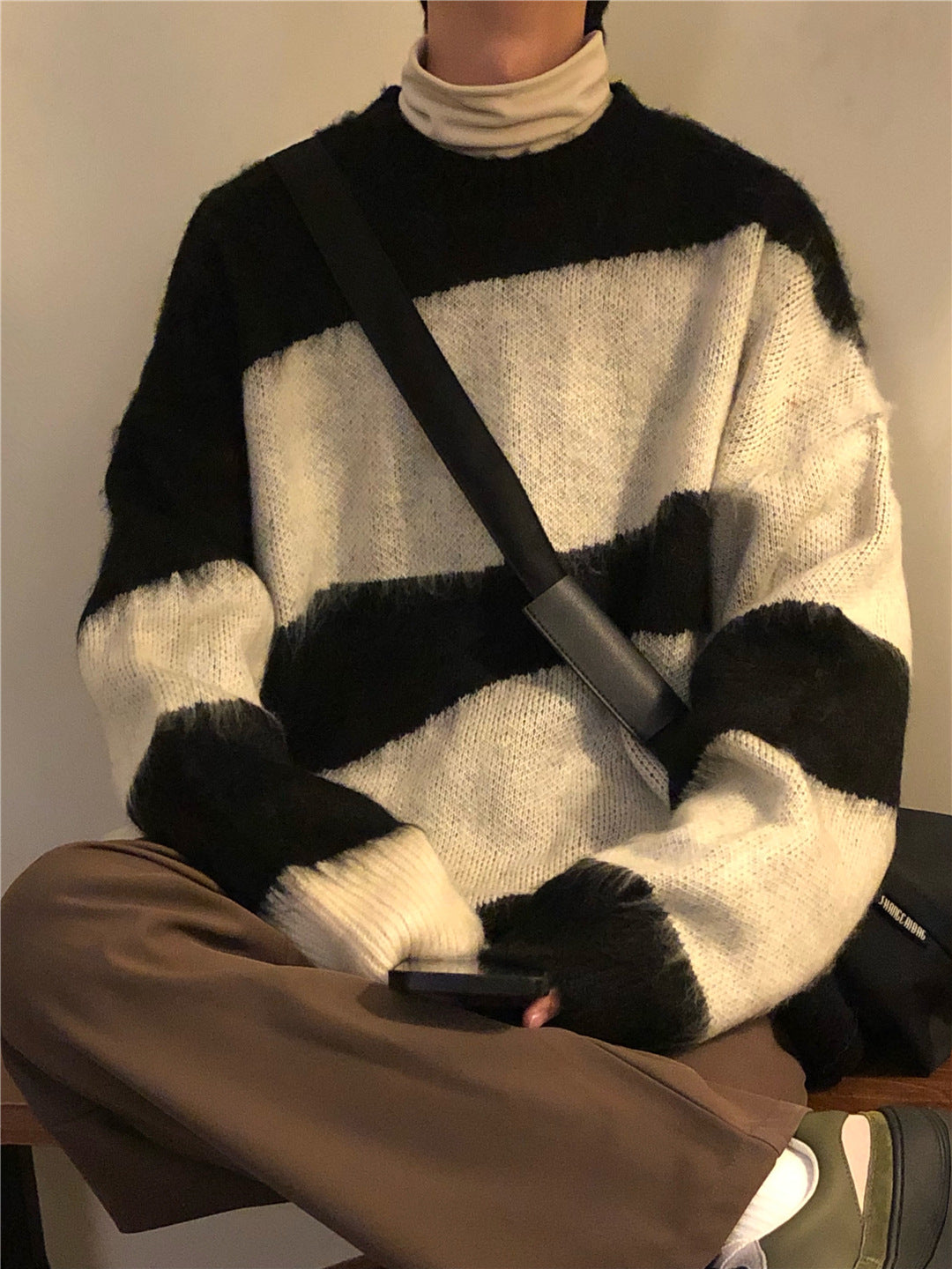 Autumn And Winter Loose American Retro Contrast Color Knitwear