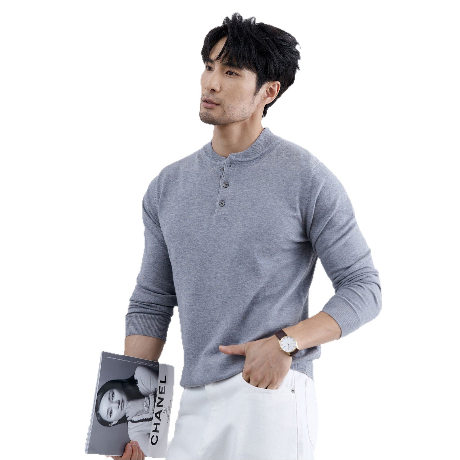 Autumn And Winter New Long-sleeved Knitted Sweater For Men Slim Fit