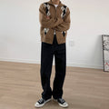 Korean Loose Lazy Zipper Diamond Plaid Sweater Coat
