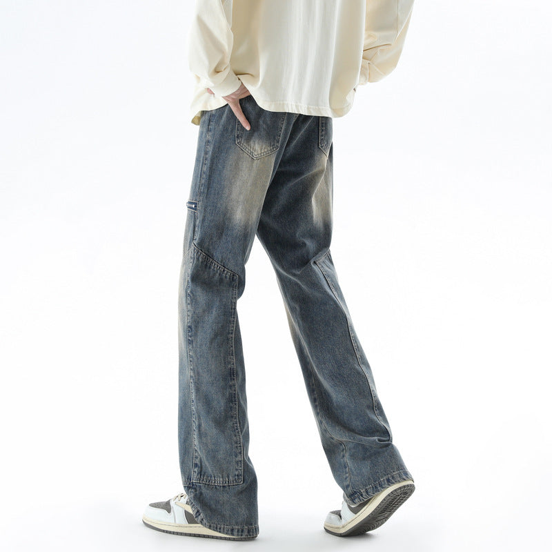 Men's American Retro Washed Logging Cargo Jeans