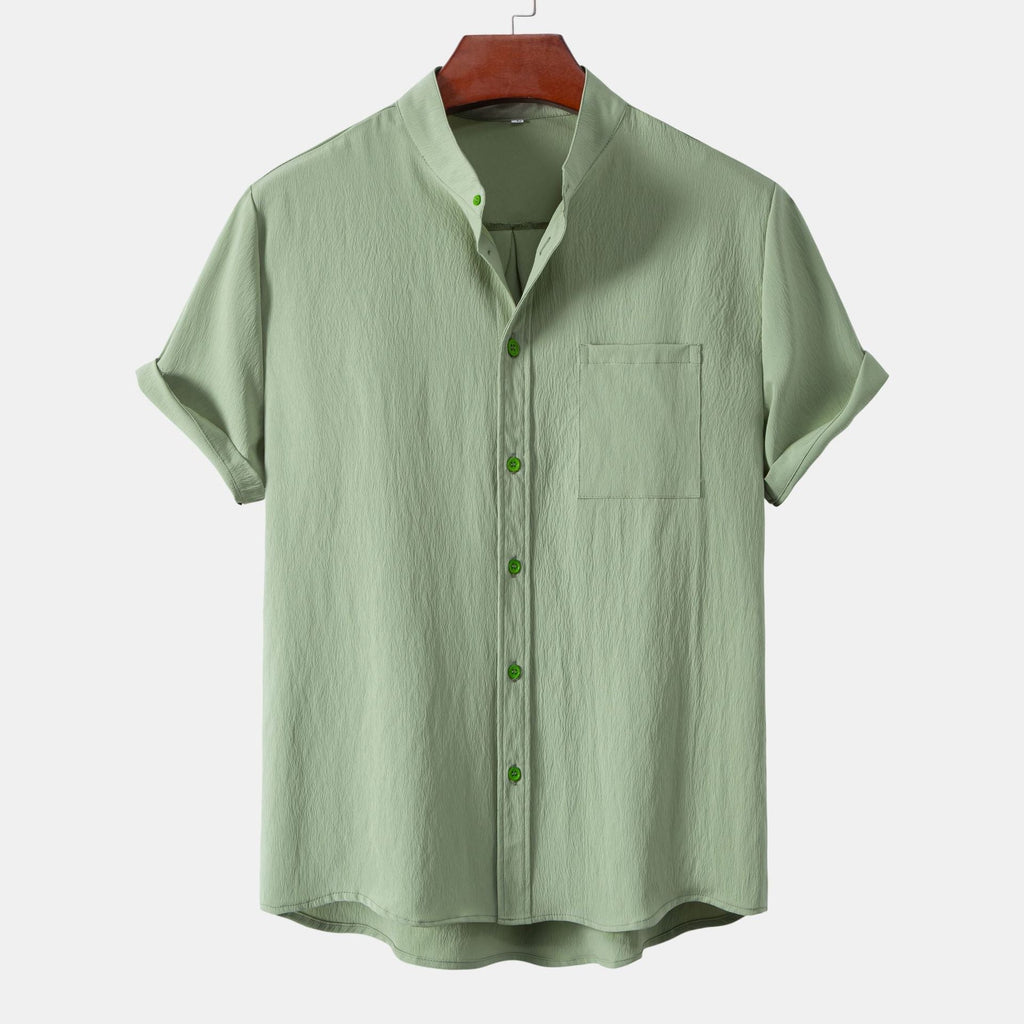 Stand Collar Cardigan Men's Casual Shirt