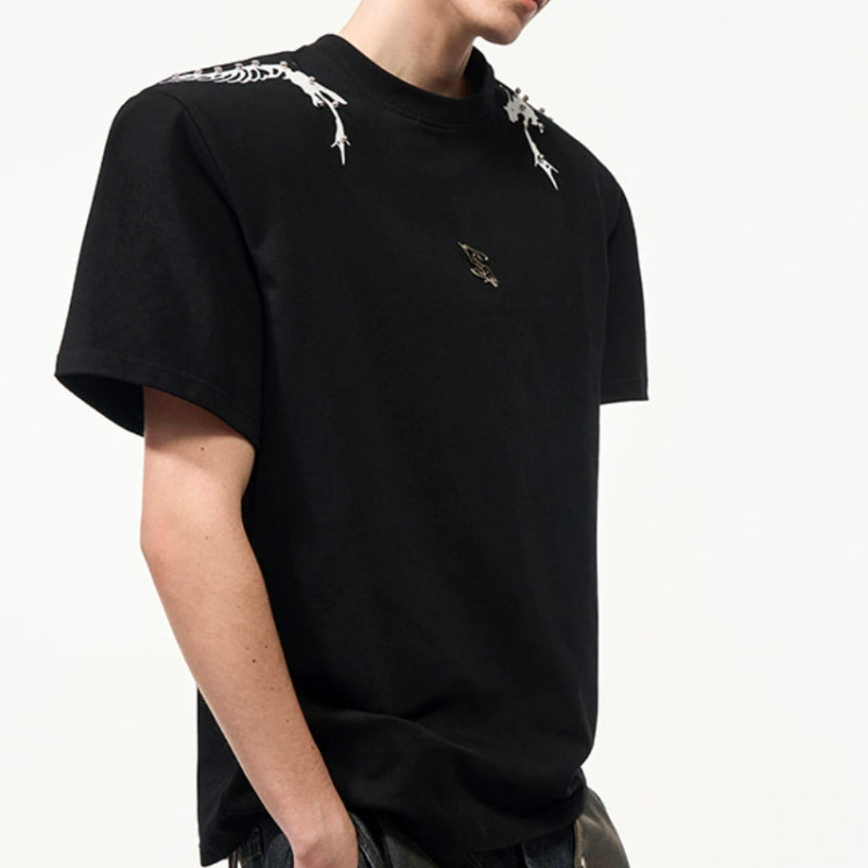 Rivet Backbone Spirit Snake Padded Shoulder Short Sleeve