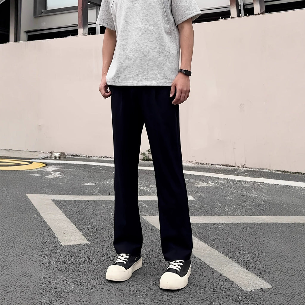 Black Willow Leaf Machete Straight Casual Pants