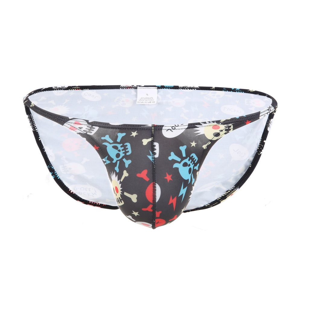 Male Underwear Halloween Skull Printed Low Waist Big Bag