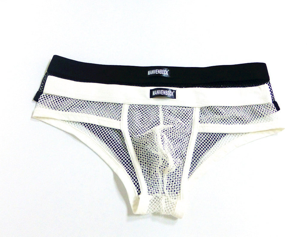 Men's Underwear Transparent Mesh Briefs Low Waist Convex Design Underwear Men