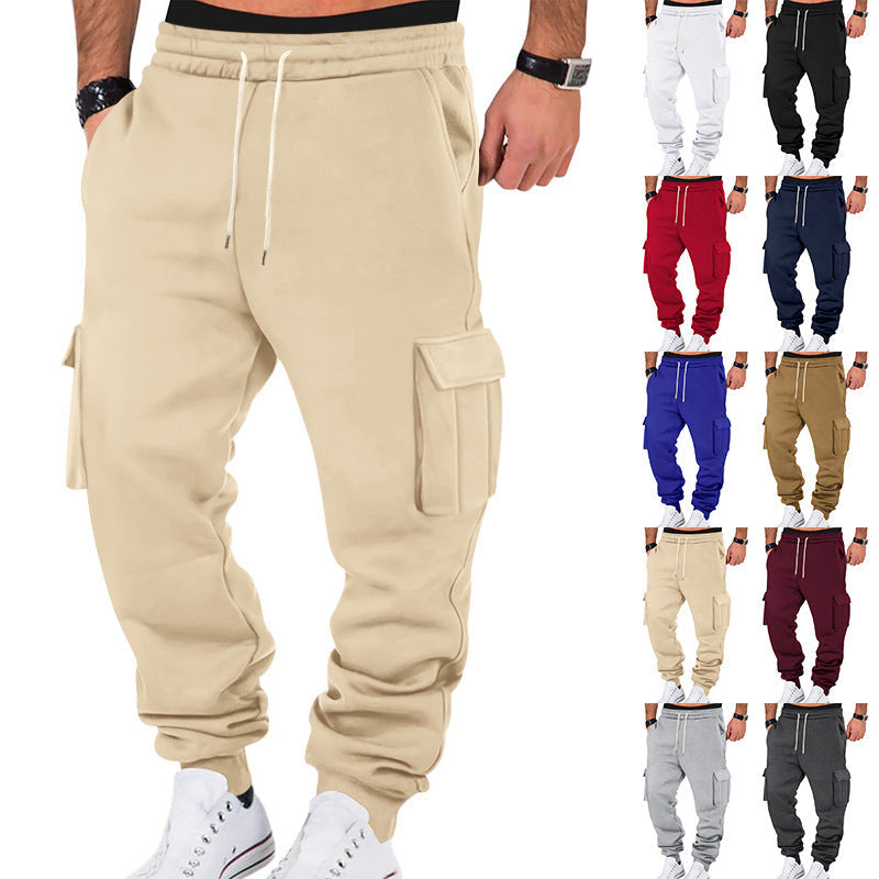 American Autumn And Winter Fleece Men's Casual Cargo Pants
