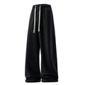Drawstring Sports Pants Pockets Micro Elastic Knitted Fabric Breathable Straight Casual Long