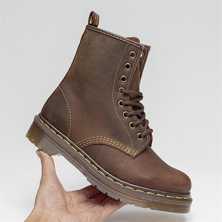 Crazy Horse Leather Women's Boots Vintage Goodyear Sewing Shoes