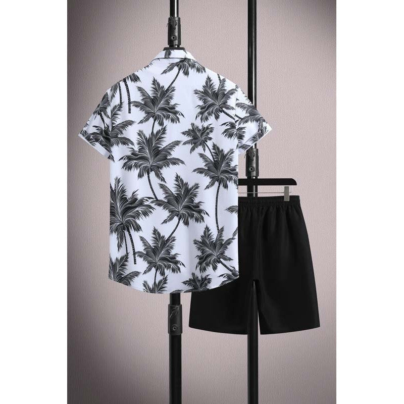 Men's Casual Ice Silk Micro-elastic Printed Short-sleeved Shirt