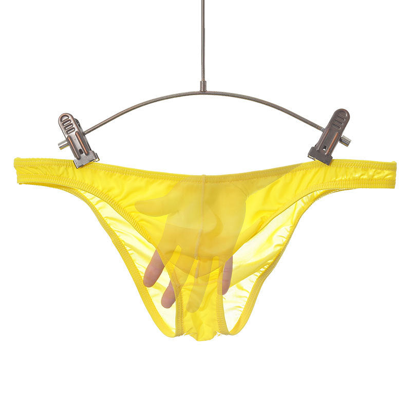 New Transparent Men's Briefs Low Waist Ice Silk Ultra-thin T-shaped